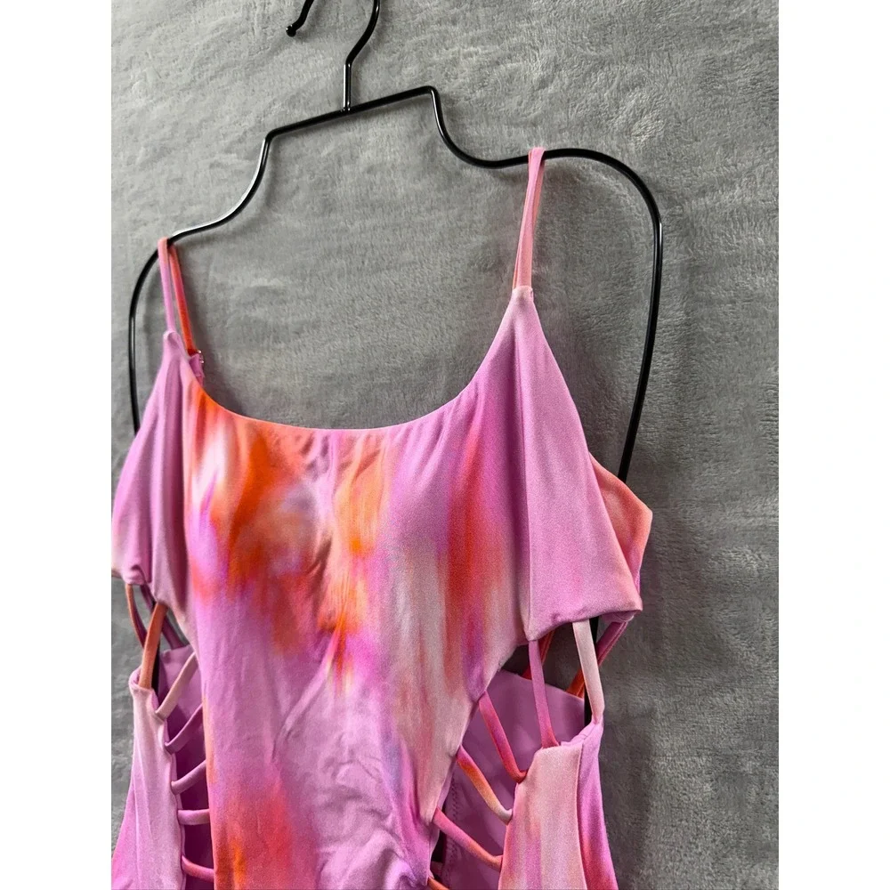 Red Carter Womens Pink Tye Dye Cut Out Swimsuit One Piece Cutout Sides Sz S $136